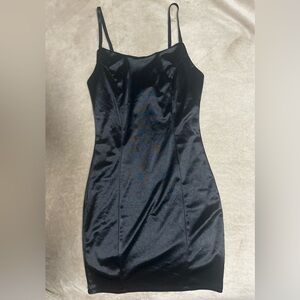 Iris Black Satin Mini Dress
